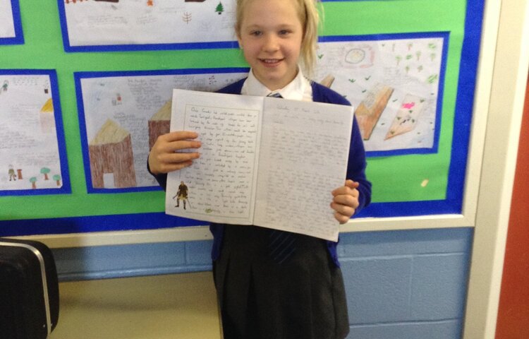 Image of Year 6 write a diary entry about Beowulf.