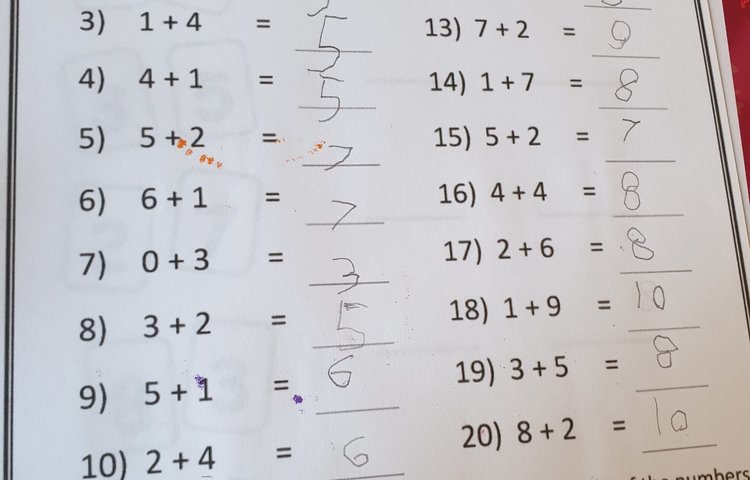 Image of Jimmys maths sheets